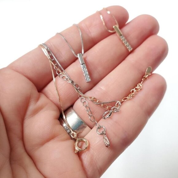 Sterling Silver Pendant Bar Necklace - Picture 10 of 11